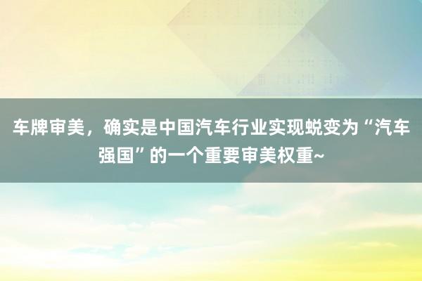 车牌审美，确实是中国汽车行业实现蜕变为“汽车强国”的一个重要审美权重~