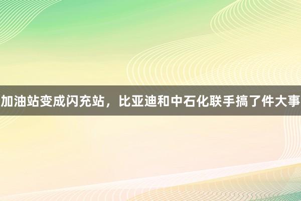 加油站变成闪充站，比亚迪和中石化联手搞了件大事