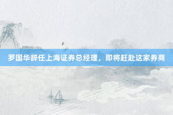 罗国华辞任上海证券总经理，即将赶赴这家券商