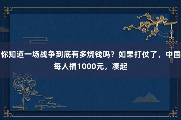 你知道一场战争到底有多烧钱吗？如果打仗了，中国每人捐1000元，凑起