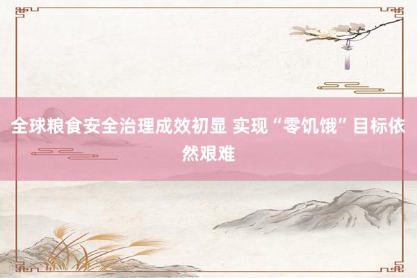 全球粮食安全治理成效初显 实现“零饥饿”目标依然艰难