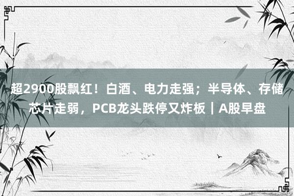 超2900股飘红！白酒、电力走强；半导体、存储芯片走弱，PCB龙头跌停又炸板｜A股早盘