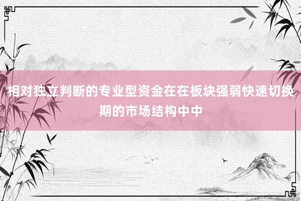 相对独立判断的专业型资金在在板块强弱快速切换期的市场结构中中